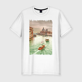 Мужская футболка премиум с принтом Венеция в Екатеринбурге, 92% хлопок, 8% лайкра | приталенный силуэт, круглый вырез ворота, длина до линии бедра, короткий рукав | венеция | город на воде | италия