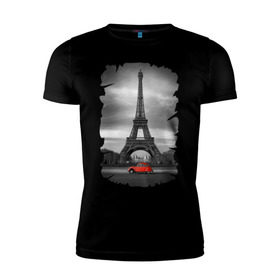 Мужская футболка премиум с принтом Эйфелева башня в Екатеринбурге, 92% хлопок, 8% лайкра | приталенный силуэт, круглый вырез ворота, длина до линии бедра, короткий рукав | france | paris | париж | франция | эйфелева башня