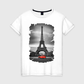 Женская футболка хлопок с принтом Эйфелева башня в Екатеринбурге, 100% хлопок | прямой крой, круглый вырез горловины, длина до линии бедер, слегка спущенное плечо | france | paris | париж | франция | эйфелева башня