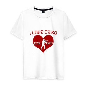 Мужская футболка хлопок с принтом I LOVE CS GO в Екатеринбурге, 100% хлопок | прямой крой, круглый вырез горловины, длина до линии бедер, слегка спущенное плечо. | а тыcs_go | я люблю cs go