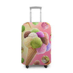 Чехол для чемодана 3D с принтом Мороженое в Екатеринбурге, 86% полиэфир, 14% спандекс | двустороннее нанесение принта, прорези для ручек и колес | cream | ice | icecream | вкусная | еда | мороженое | рожок