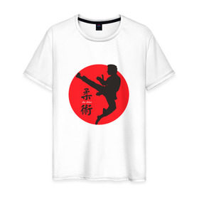 Мужская футболка хлопок с принтом Джиу-джитсу в Екатеринбурге, 100% хлопок | прямой крой, круглый вырез горловины, длина до линии бедер, слегка спущенное плечо. | боевые искусства | джиу джитсуджиу джитсу | самурай | япония