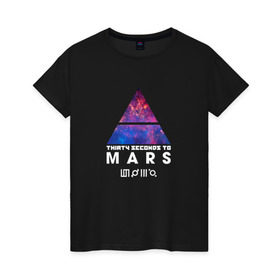 Женская футболка хлопок с принтом 30 seconds to mars cosmos 2 в Екатеринбурге, 100% хлопок | прямой крой, круглый вырез горловины, длина до линии бедер, слегка спущенное плечо | 30 | cosmos | mars | seconds | thirty | to