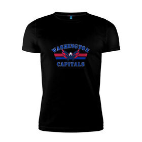 Мужская футболка премиум с принтом Washington Capitals WC в Екатеринбурге, 92% хлопок, 8% лайкра | приталенный силуэт, круглый вырез ворота, длина до линии бедра, короткий рукав | capitals | ovechkin | washington | вашингтон | овечкин