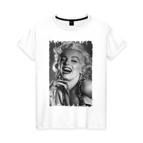 Женская футболка хлопок с принтом Marilyn Monroe в Екатеринбурге, 100% хлопок | прямой крой, круглый вырез горловины, длина до линии бедер, слегка спущенное плечо | marilyn monroe | актриса | мэрилин монро | певица