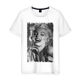 Мужская футболка хлопок с принтом Marilyn Monroe в Екатеринбурге, 100% хлопок | прямой крой, круглый вырез горловины, длина до линии бедер, слегка спущенное плечо. | marilyn monroe | актриса | мэрилин монро | певица