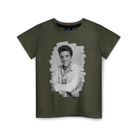 Детская футболка хлопок с принтом Elvis Presley в Екатеринбурге, 100% хлопок | круглый вырез горловины, полуприлегающий силуэт, длина до линии бедер | Тематика изображения на принте: elvis presley | король | рок н ролл | элвис пресли