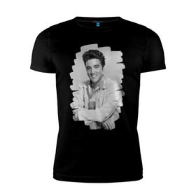 Мужская футболка премиум с принтом Elvis Presley в Екатеринбурге, 92% хлопок, 8% лайкра | приталенный силуэт, круглый вырез ворота, длина до линии бедра, короткий рукав | elvis presley | король | рок н ролл | элвис пресли