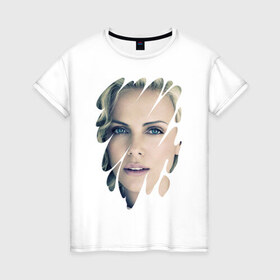 Женская футболка хлопок с принтом Шарлиз Терон в Екатеринбурге, 100% хлопок | прямой крой, круглый вырез горловины, длина до линии бедер, слегка спущенное плечо | 