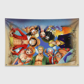 Флаг-баннер с принтом One Piece в Екатеринбурге, 100% полиэстер | размер 67 х 109 см, плотность ткани — 95 г/м2; по краям флага есть четыре люверса для крепления | anime | one piece | аниме | ван пис