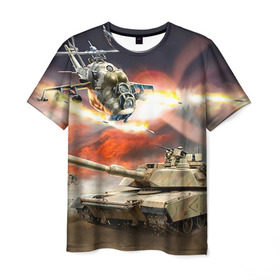 Мужская футболка 3D с принтом Танк в Екатеринбурге, 100% полиэфир | прямой крой, круглый вырез горловины, длина до линии бедер | армия | войска | сила | танк | танки | танкист | танковые войска