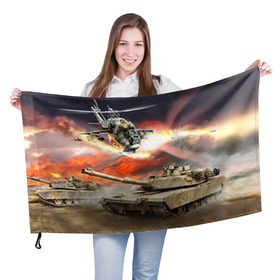 Флаг 3D с принтом Танк в Екатеринбурге, 100% полиэстер | плотность ткани — 95 г/м2, размер — 67 х 109 см. Принт наносится с одной стороны | армия | войска | сила | танк | танки | танкист | танковые войска