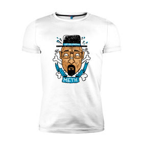 Мужская футболка премиум с принтом Heisenberg - Only Meth в Екатеринбурге, 92% хлопок, 8% лайкра | приталенный силуэт, круглый вырез ворота, длина до линии бедра, короткий рукав | breaking bad | chef | dope | heisenberg | walter white