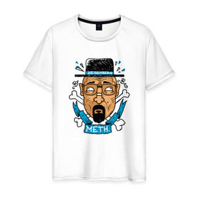 Мужская футболка хлопок с принтом Heisenberg - Only Meth в Екатеринбурге, 100% хлопок | прямой крой, круглый вырез горловины, длина до линии бедер, слегка спущенное плечо. | Тематика изображения на принте: breaking bad | chef | dope | heisenberg | walter white