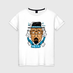 Женская футболка хлопок с принтом Heisenberg - Only Meth в Екатеринбурге, 100% хлопок | прямой крой, круглый вырез горловины, длина до линии бедер, слегка спущенное плечо | breaking bad | chef | dope | heisenberg | walter white