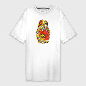 Платье-футболка хлопок с принтом Матрёшка хохлома в Екатеринбурге,  |  | матрёшка | матрёшка хохломахохлома | орнамент | узор