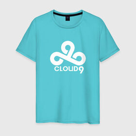 Мужская футболка хлопок с принтом Cloud9 в Екатеринбурге, 100% хлопок | прямой крой, круглый вырез горловины, длина до линии бедер, слегка спущенное плечо. | на макете изображен логотип известной киберспортивной команды cloud9cloud9