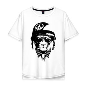 Мужская футболка хлопок Oversize с принтом Pacific cat в Екатеринбурге, 100% хлопок | свободный крой, круглый ворот, “спинка” длиннее передней части | Тематика изображения на принте: кот | крутой кот | лев | пацифик