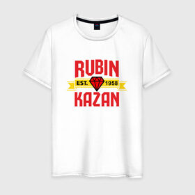 Мужская футболка хлопок с принтом Рубин Казань red в Екатеринбурге, 100% хлопок | прямой крой, круглый вырез горловины, длина до линии бедер, слегка спущенное плечо. | kazan | rubin | казань | рубин