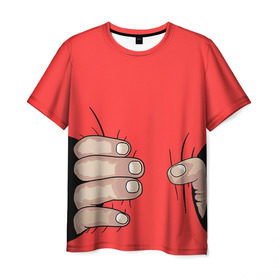 Мужская футболка 3D с принтом Рука в Екатеринбурге, 100% полиэфир | прямой крой, круглый вырез горловины, длина до линии бедер | обхват | пальцы | рука | талия