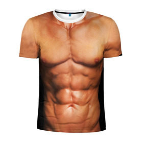 Мужская футболка 3D спортивная с принтом Идеальное тело в Екатеринбурге, 100% полиэстер с улучшенными характеристиками | приталенный силуэт, круглая горловина, широкие плечи, сужается к линии бедра | идеальное | пресс | спорт | тело | торс