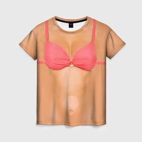 Женская футболка 3D с принтом Идеальное тело в Екатеринбурге, 100% полиэфир ( синтетическое хлопкоподобное полотно) | прямой крой, круглый вырез горловины, длина до линии бедер | Тематика изображения на принте: грудь | идеальное | купальник | пресс | спорт | тело | торс