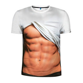 Мужская футболка 3D спортивная с принтом Идеальное тело в Екатеринбурге, 100% полиэстер с улучшенными характеристиками | приталенный силуэт, круглая горловина, широкие плечи, сужается к линии бедра | идеальное | пресс | спорт | тело | торс