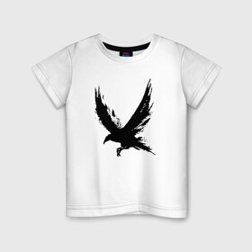 Детская футболка хлопок с принтом Ворон в Екатеринбурге, 100% хлопок | круглый вырез горловины, полуприлегающий силуэт, длина до линии бедер | ворона | черная ворона | черная ворона в виде рисунка краской | черниламиворон