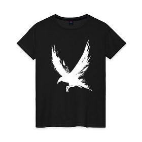 Женская футболка хлопок с принтом Белая ворона в Екатеринбурге, 100% хлопок | прямой крой, круглый вырез горловины, длина до линии бедер, слегка спущенное плечо | белая ворона | нарисованная краской | черниламиворон