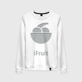 Женский свитшот хлопок с принтом iFruit в Екатеринбурге, 100% хлопок | прямой крой, круглый вырез, на манжетах и по низу широкая трикотажная резинка  | 