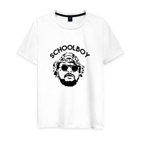 Мужская футболка хлопок с принтом Schoolboy q в Екатеринбурге, 100% хлопок | прямой крой, круглый вырез горловины, длина до линии бедер, слегка спущенное плечо. | Тематика изображения на принте: rap | schoolboy q | рэп | скулбой