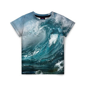 Детская футболка 3D с принтом Волна в Екатеринбурге, 100% гипоаллергенный полиэфир | прямой крой, круглый вырез горловины, длина до линии бедер, чуть спущенное плечо, ткань немного тянется | вода | волны | море | пейзаж