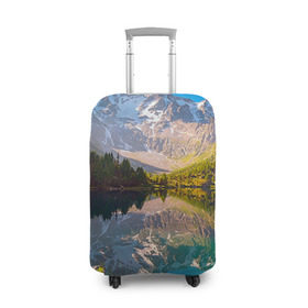 Чехол для чемодана 3D с принтом Природа в Екатеринбурге, 86% полиэфир, 14% спандекс | двустороннее нанесение принта, прорези для ручек и колес | горы | облака | озеро | пейзаж