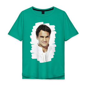 Мужская футболка хлопок Oversize с принтом Roger Federer в Екатеринбурге, 100% хлопок | свободный крой, круглый ворот, “спинка” длиннее передней части | roger federer | роджер федерер | теннис | чемпион