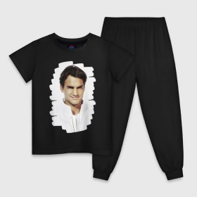 Детская пижама хлопок с принтом Roger Federer в Екатеринбурге, 100% хлопок |  брюки и футболка прямого кроя, без карманов, на брюках мягкая резинка на поясе и по низу штанин
 | Тематика изображения на принте: roger federer | роджер федерер | теннис | чемпион
