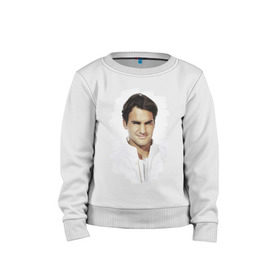 Детский свитшот хлопок с принтом Roger Federer в Екатеринбурге, 100% хлопок | круглый вырез горловины, эластичные манжеты, пояс и воротник | roger federer | роджер федерер | теннис | чемпион