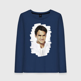 Женский лонгслив хлопок с принтом Roger Federer в Екатеринбурге, 100% хлопок |  | roger federer | роджер федерер | теннис | чемпион
