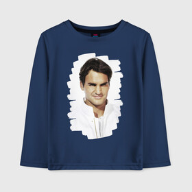 Детский лонгслив хлопок с принтом Roger Federer в Екатеринбурге, 100% хлопок | круглый вырез горловины, полуприлегающий силуэт, длина до линии бедер | roger federer | роджер федерер | теннис | чемпион