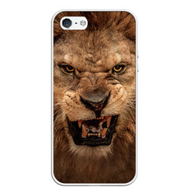 Чехол для Apple iPhone 5/5S силиконовый с принтом Лев в Екатеринбурге, Силикон | Область печати: задняя сторона чехла, без боковых панелей | животные | злой лев | зубы | лев | оскал