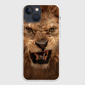 Чехол для iPhone 13 mini с принтом Лев в Екатеринбурге,  |  | животные | злой лев | зубы | лев | оскал