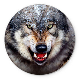 Коврик круглый с принтом Волк в Екатеринбурге, резина и полиэстер | круглая форма, изображение наносится на всю лицевую часть | волк | животные | злой волк | зубы | оскал