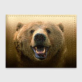 Обложка для студенческого билета с принтом Мишка в Екатеринбурге, натуральная кожа | Размер: 11*8 см; Печать на всей внешней стороне | бурый | гризли | животные | медведь | мишка
