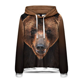Мужская толстовка 3D с принтом Медведь в Екатеринбурге, 100% полиэстер | двухслойный капюшон со шнурком для регулировки, мягкие манжеты на рукавах и по низу толстовки, спереди карман-кенгуру с мягким внутренним слоем. | бурый | гризли | животные | медведь | мишка