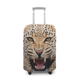 Чехол для чемодана 3D с принтом Леопард в Екатеринбурге, 86% полиэфир, 14% спандекс | двустороннее нанесение принта, прорези для ручек и колес | животные | зубы | киса | киска | кошка | леопард | оскал