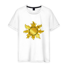 Мужская футболка хлопок с принтом Солнце ацтеков в Екатеринбурге, 100% хлопок | прямой крой, круглый вырез горловины, длина до линии бедер, слегка спущенное плечо. | 