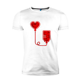 Мужская футболка премиум с принтом Донор крови в Екатеринбурге, 92% хлопок, 8% лайкра | приталенный силуэт, круглый вырез ворота, длина до линии бедра, короткий рукав | Тематика изображения на принте: донор кровидонор | кровь | сердце