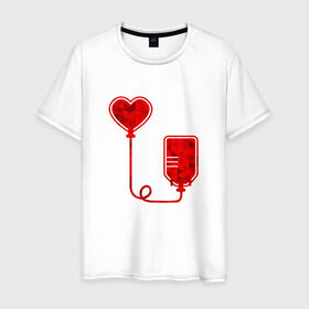 Мужская футболка хлопок с принтом Донор крови в Екатеринбурге, 100% хлопок | прямой крой, круглый вырез горловины, длина до линии бедер, слегка спущенное плечо. | донор кровидонор | кровь | сердце