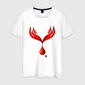 Мужская футболка хлопок с принтом Донор крови в Екатеринбурге, 100% хлопок | прямой крой, круглый вырез горловины, длина до линии бедер, слегка спущенное плечо. | 