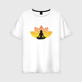 Женская футболка хлопок Oversize с принтом Йога в Екатеринбурге, 100% хлопок | свободный крой, круглый ворот, спущенный рукав, длина до линии бедер
 | йога | йогаумиротворение | спокойствие | фитнес