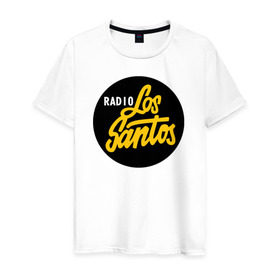 Мужская футболка хлопок с принтом Radio Los Santos в Екатеринбурге, 100% хлопок | прямой крой, круглый вырез горловины, длина до линии бедер, слегка спущенное плечо. | 